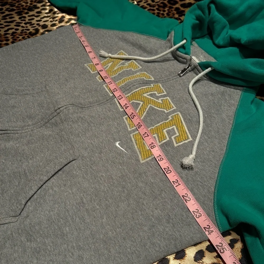 Nike Gray & Green Logo Zip Up Hoodie